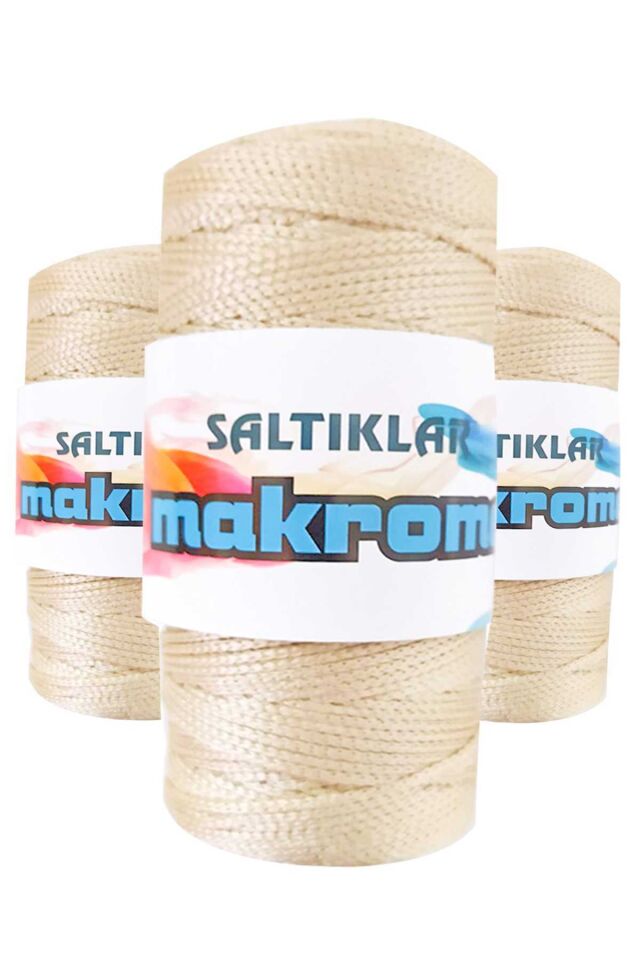 3 Adet Polyester Makrome İpi 230 Açık Bej 100 gr