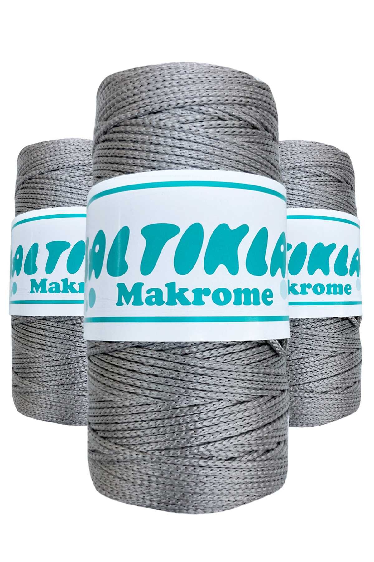 3 Adet Polyester Makrome İpi 430 Orta Gri 100 gr