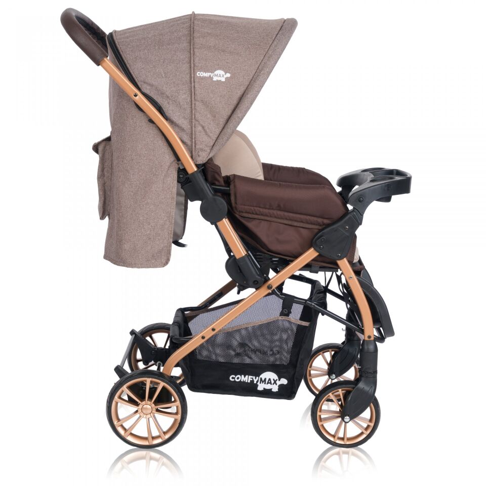 Comfymax Çift Yönlü Lüks Bebek Arabası - Wood Brown