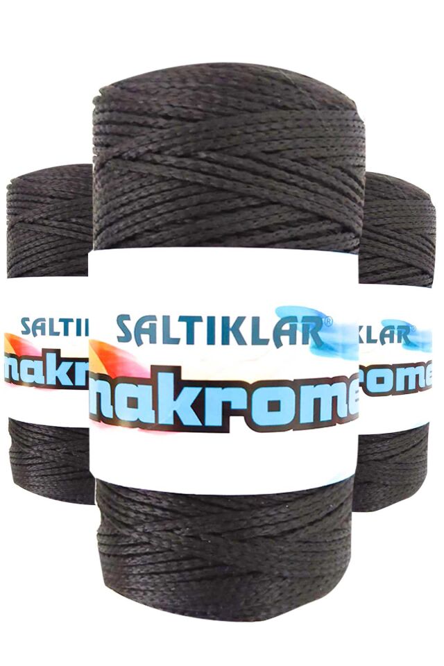 3 Adet Polyester Makrome İpi SYH Siyah 100 gr