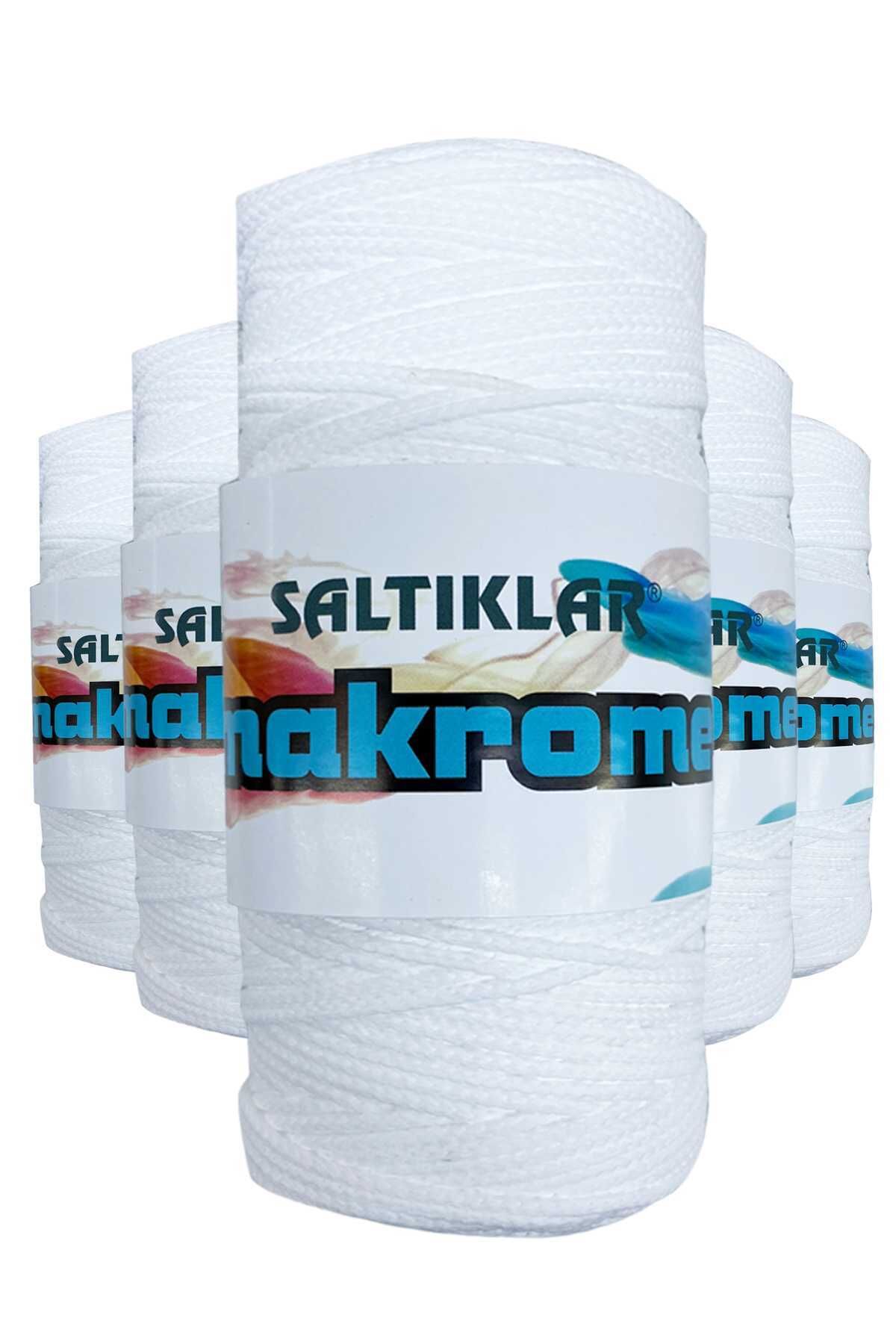 5 Adet Polyester Makrome İpi 10 Kar Beyaz 100 gr