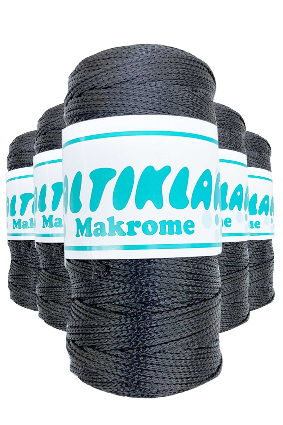 5 Adet Polyester Makrome İpi 68 Füme Gri 100 gr