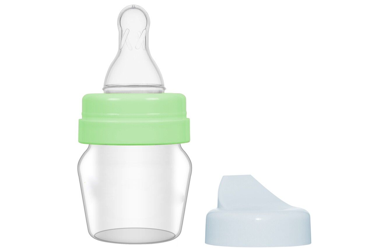 Bambino Biberon Silikon Emzik Mini Cam 30 ml - Yeşil