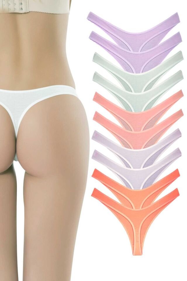 10 Adet Pamuklu Kadın Klasik Tanga Soft Renkler