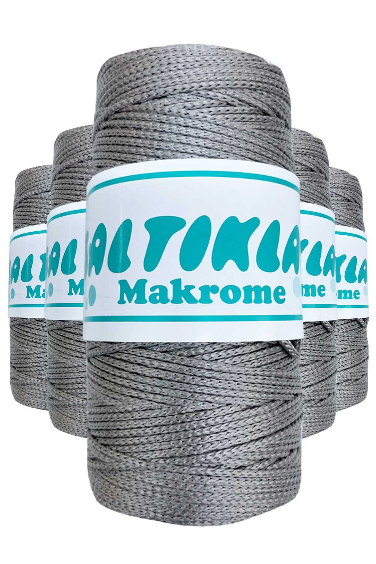 5 Adet Polyester Makrome İpi 430 Orta Gri 100 gr