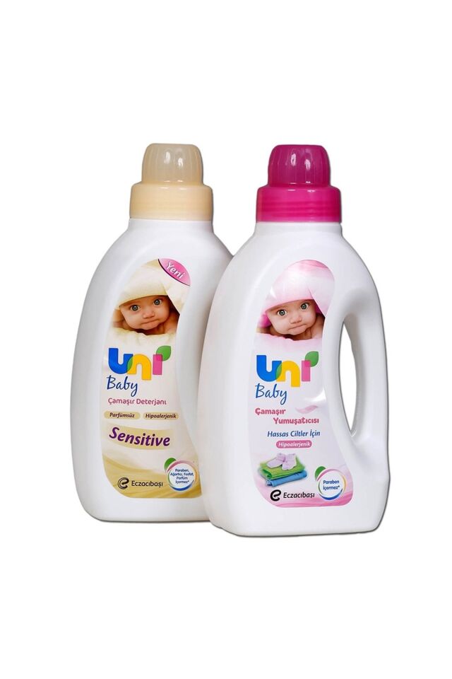 Uni Baby Sensitive Bebek Çamaşır Deterjanı 1500 ml + Bebek Çamaşır Yumuşatıcısı 1500 ml