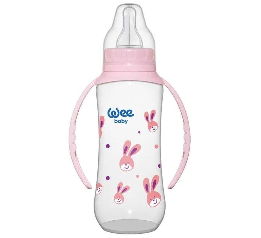 Wee Baby Silikon Emzikli Kulplu PP Biberon 270 ml - Pembe