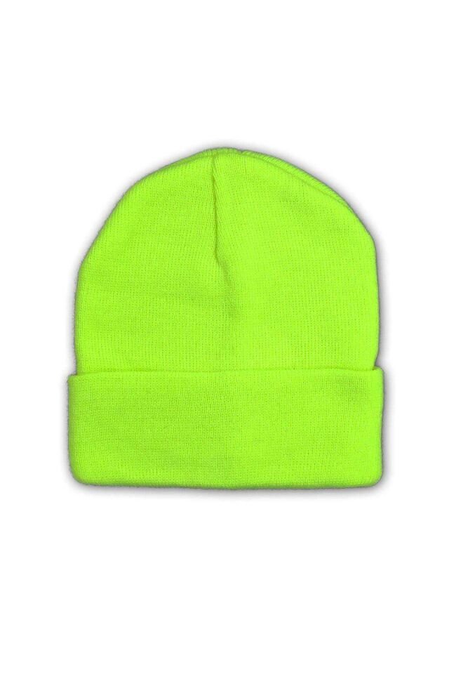 2 adet Unisex Basic Düz Bere Koyu Gri Neon